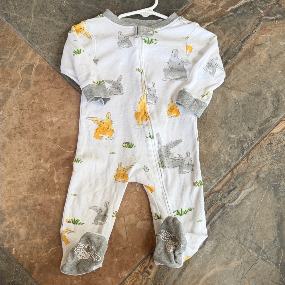 Burt's Bees baby sleeper Yellow Bunny Print Kids One Piece